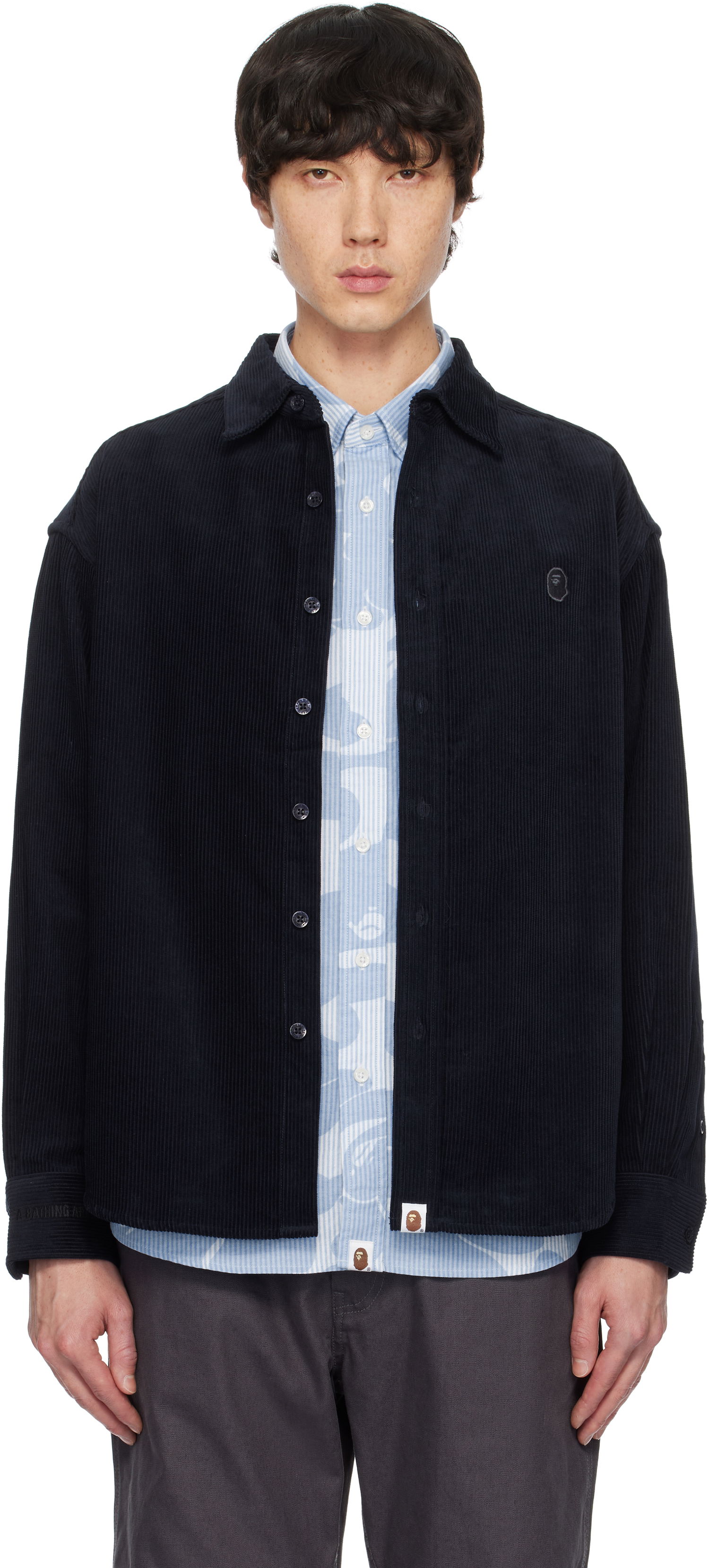 Риза BAPE Corduroy Button-Up Shirt Черно | 001SHK801309M, 0