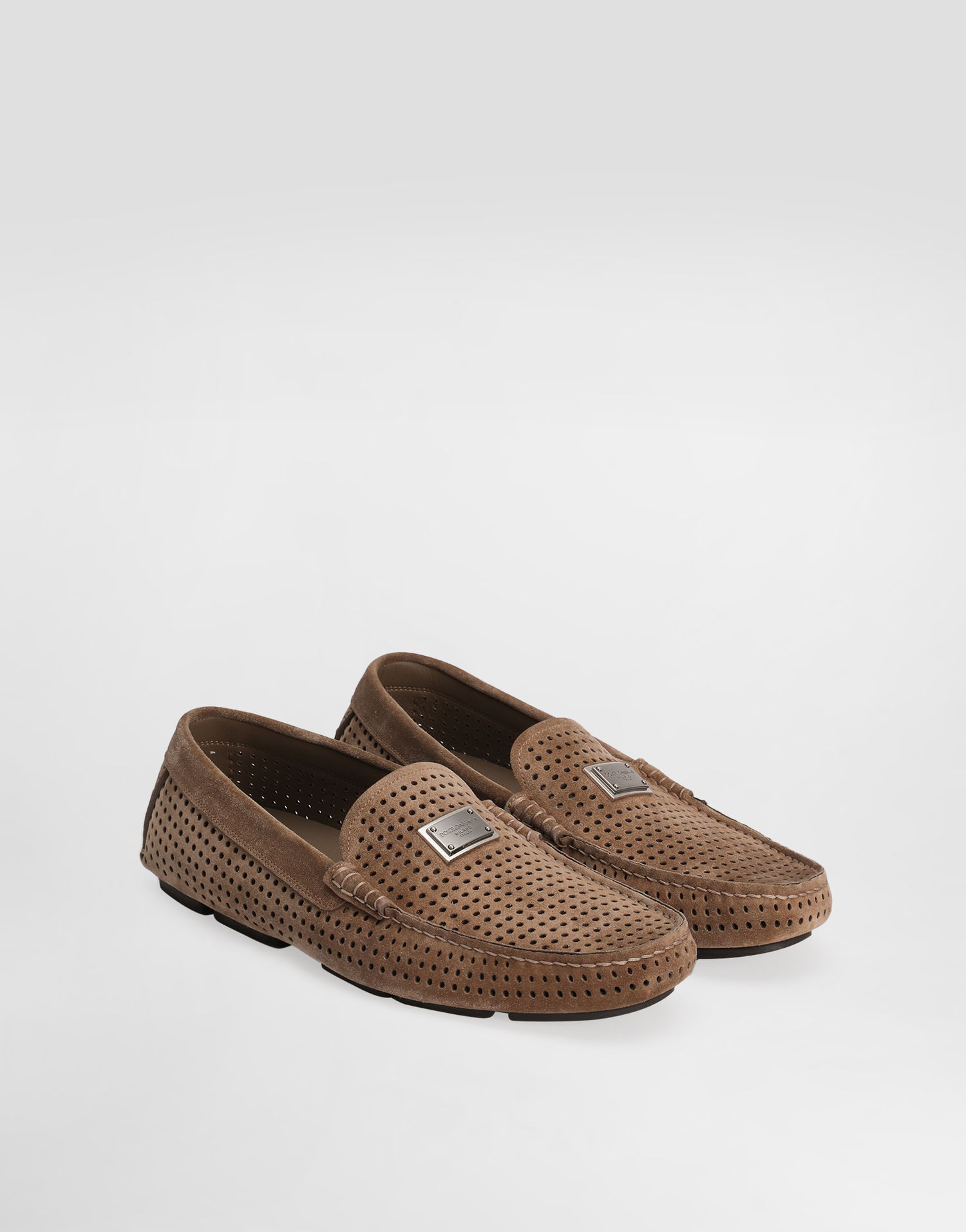 Аксесоари Dolce & Gabbana Dolce & Gabbana DG Driver Perforated Split Calfskin Loafers Кафяво | A50713AE00380024, 1