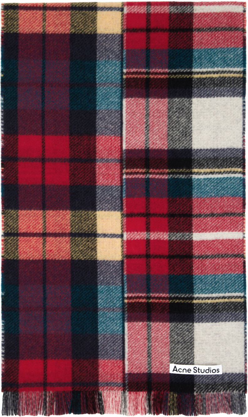 Облекло Acne Studios Red & Blue Mixed Check Scarf Многоцветен | CA0278-