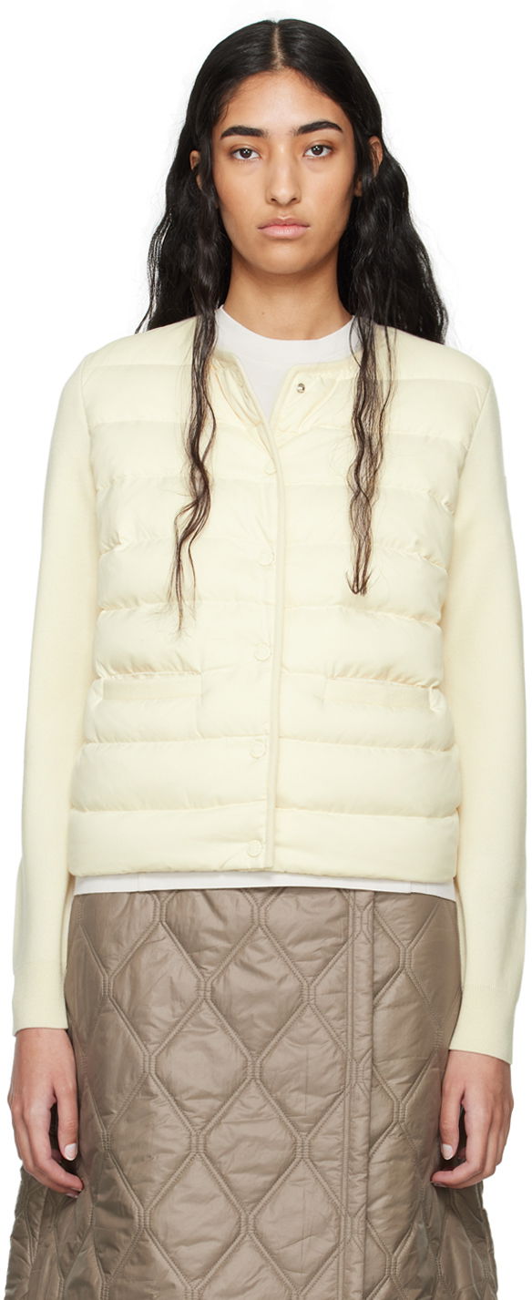 Пуловер Moncler White Paneled Down Cardigan Бяло | J20939B00006M1131, 0