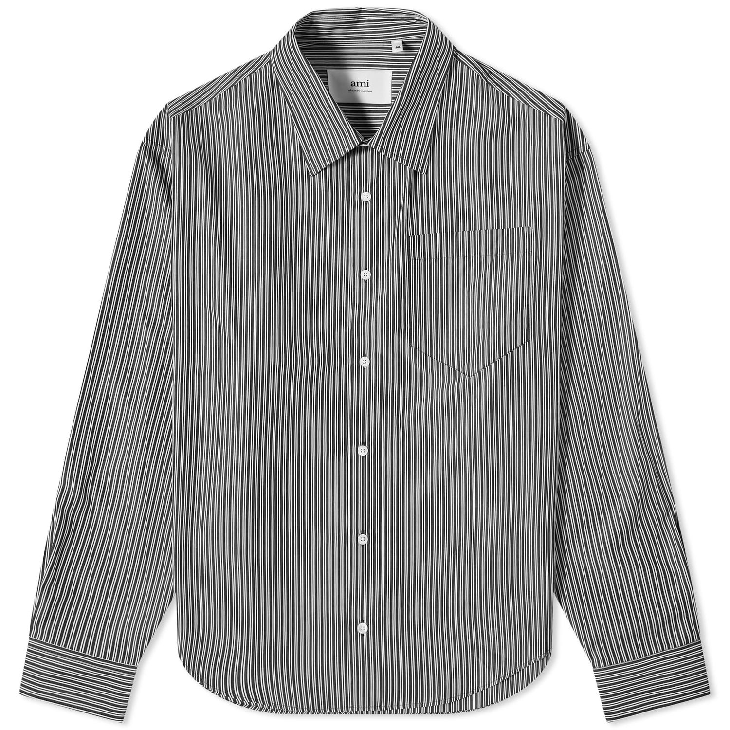 Риза AMI Paris Stripe Boxy Черно | USH116-CO0066-0013, 0