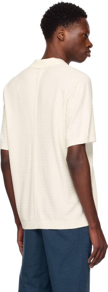 Поло тениска rag & bone Rag & Bone Zuma Herringbone Knit Polo Бяло | MBS25P019NC19, 2