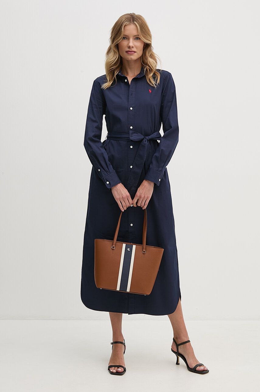 Pокля Polo by Ralph Lauren Long Sleeve Midi Shirt Dress Синьо | 211944007, 1