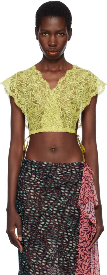 Съкратен топ Dries Van Noten Dries Van Noten Lace Crop Top Жълто | 251-010755-1478, 0