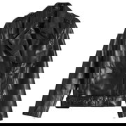 Black Cropped Leather Jacket with Belt