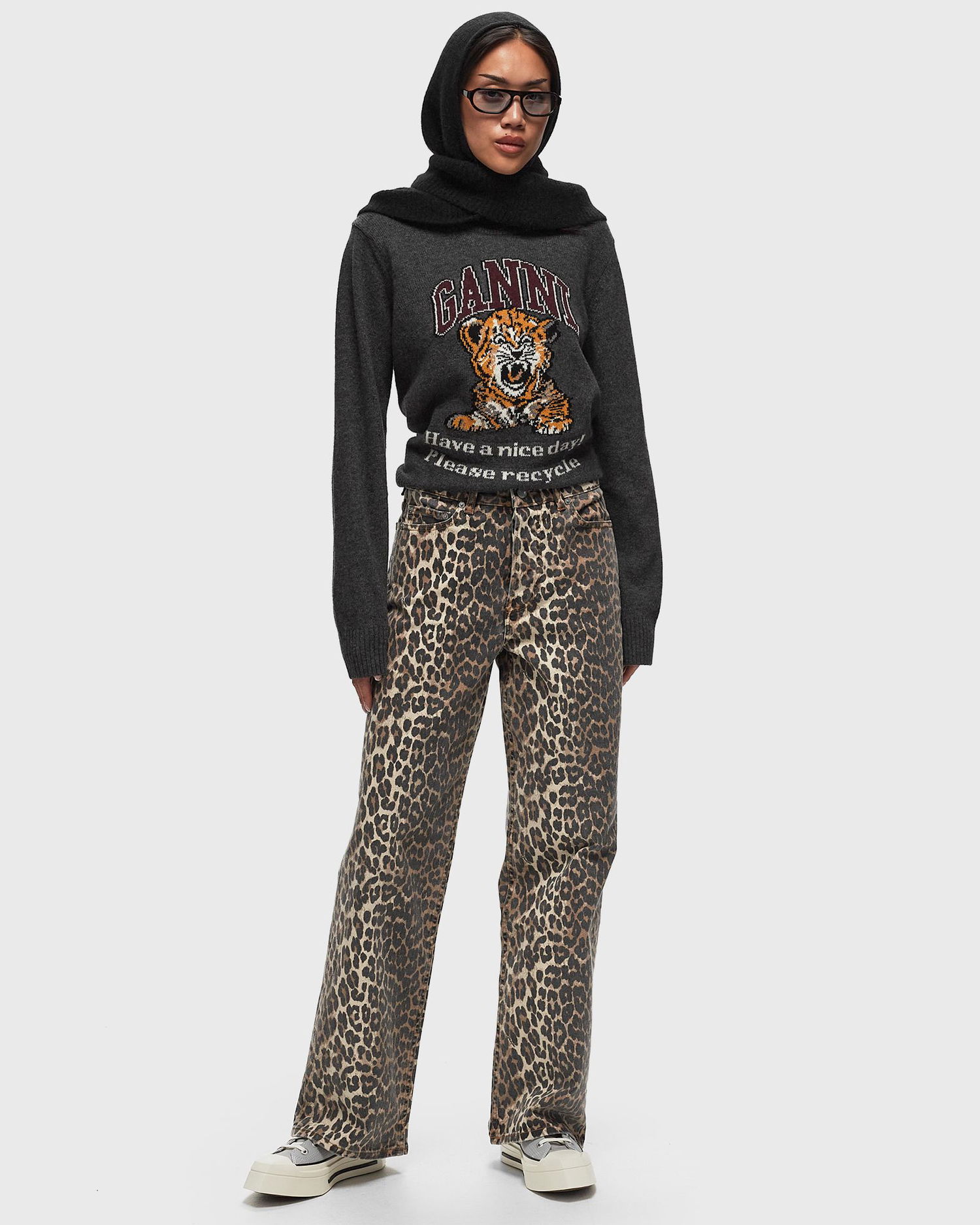 Дънки GANNI Print Denim Izey Кафяво | J1527-943, 1