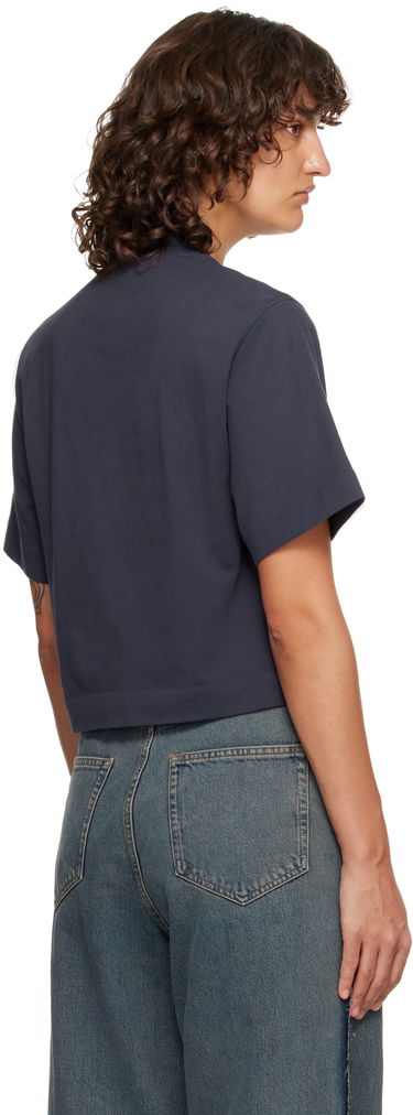 Съкратен топ Off-White Embroidered Script Logo Crop T-shirt Тъмно синьо | OWAA090F25JER0034C19, 2