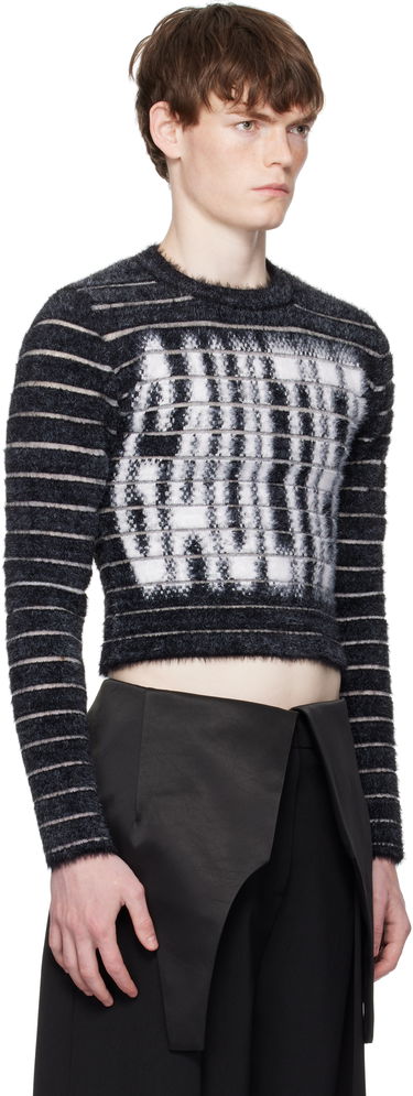 Пуловер Jean Paul Gaultier Jean Paul Gaultier Jacquard 'Gaultier' Cropped Sweater Черно | 25/03-W-PO012-K004-0001, 1