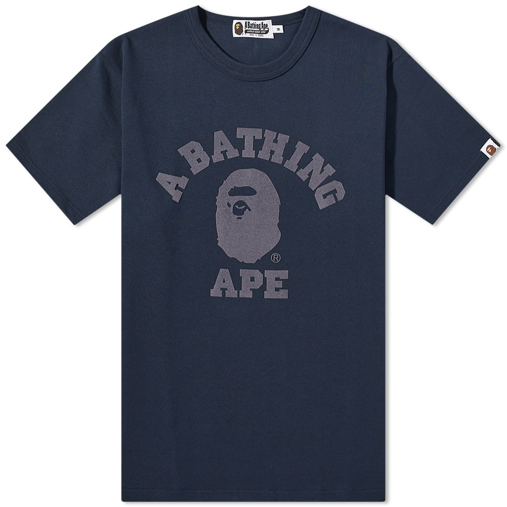 Тениска BAPE A Bathing Ape College Heavy Weight Tee Тъмно синьо | 001CSI801001M-NVY, 0