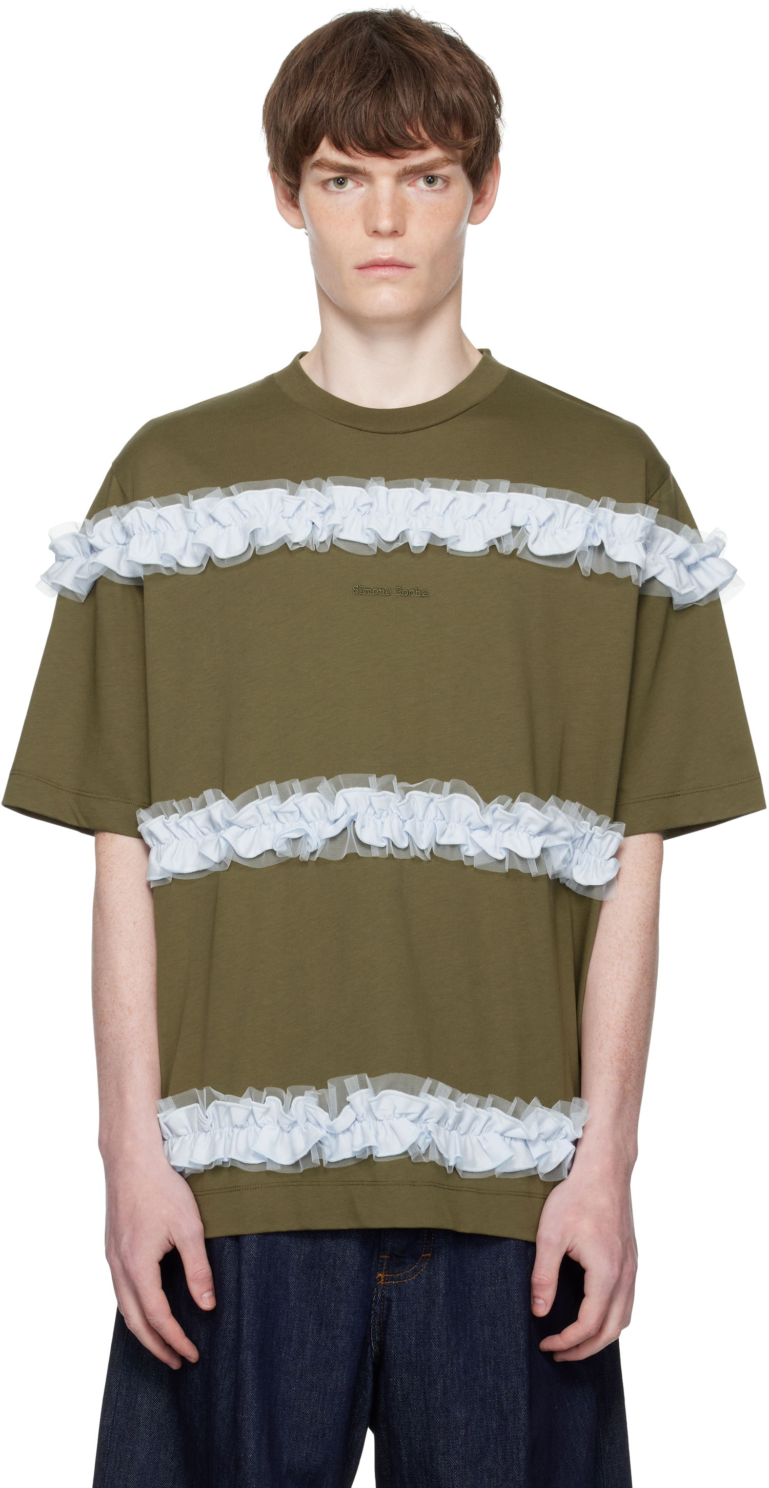 Тениска Simone Rocha Simone Rocha Ruffle Frill T-Shirt Зелено | 5362 0553, 0