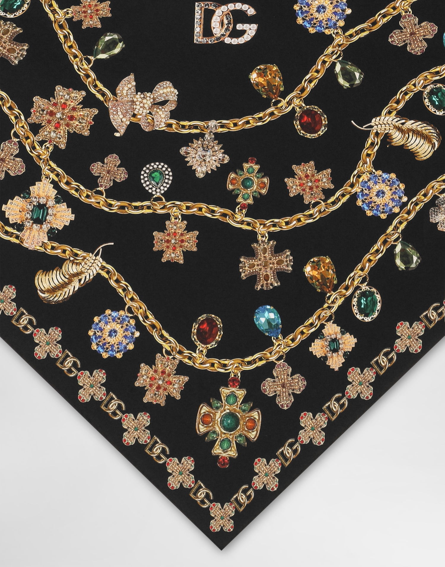 Шал Dolce & Gabbana Dolce & Gabbana Silk Twill Jewelry Print Stole Черно | FS326AGDDAYHN5SB, 1