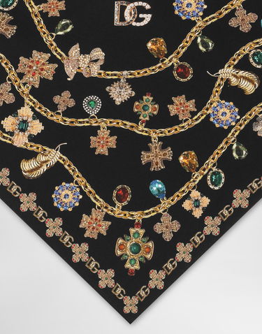 Шал Dolce & Gabbana Dolce & Gabbana Silk Twill Jewelry Print Stole Черно | FS326AGDDAYHN5SB, 1