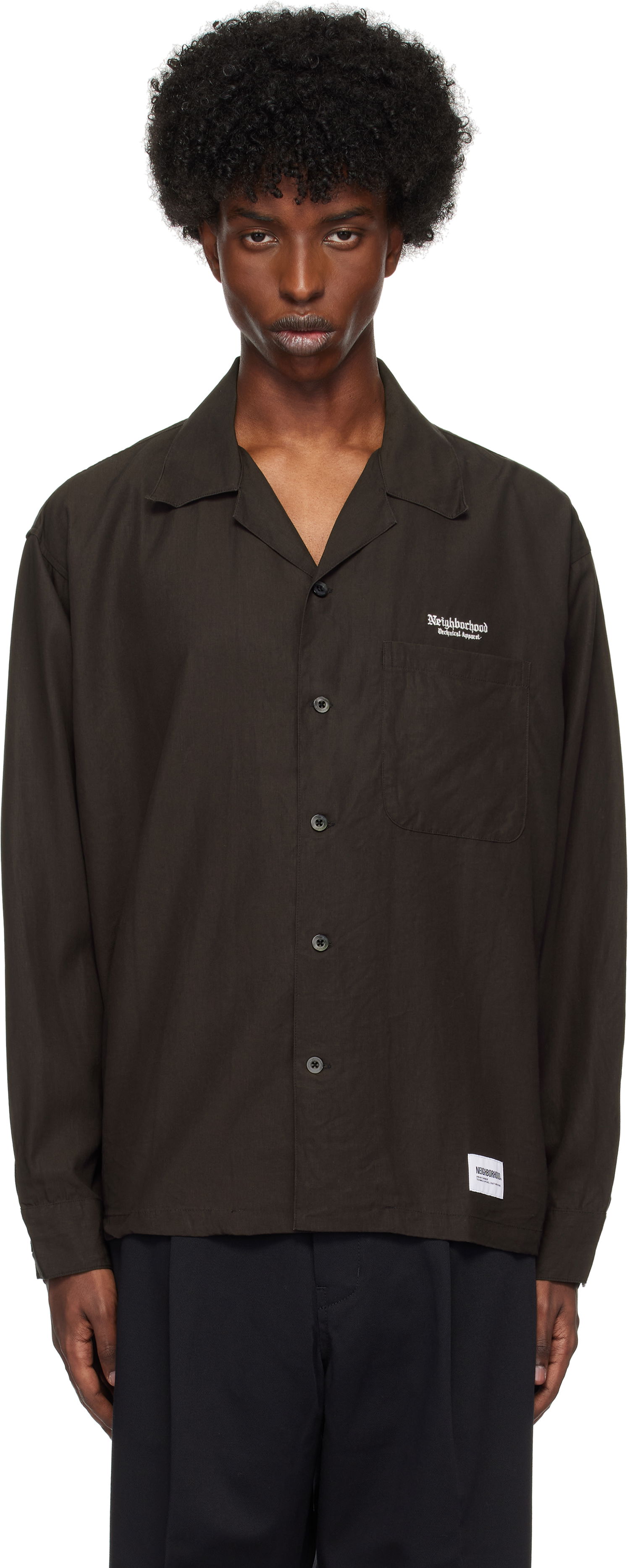 Риза Neighborhood Open Collar Shirt Черно | 242TSNH-SHM07, 0