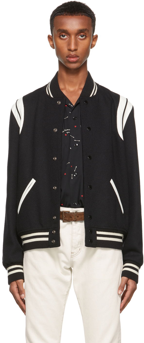 Яке бомбър Saint Laurent Virgin Wool Teddy Bomber Jacket Черно | 354718Y180W, 0