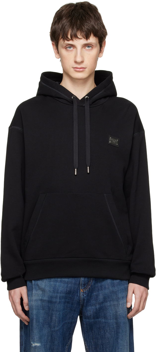 Суитчър Dolce & Gabbana Black Plaque Hoodie Черно | G9ZU0TG7F2G