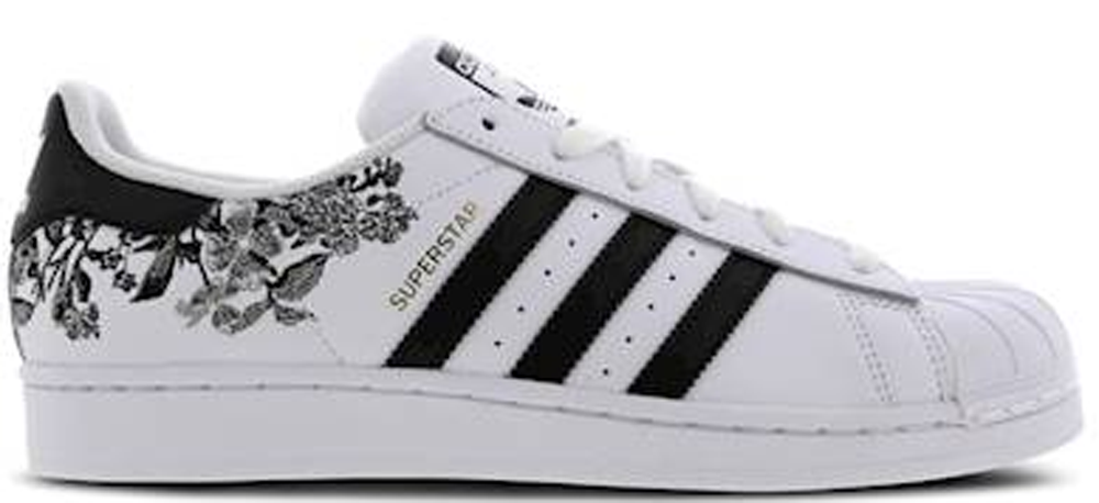 Кецове и обувки adidas Originals Superstar Flower Embroidery White Black (Women's) Сиво | CG6407, 0