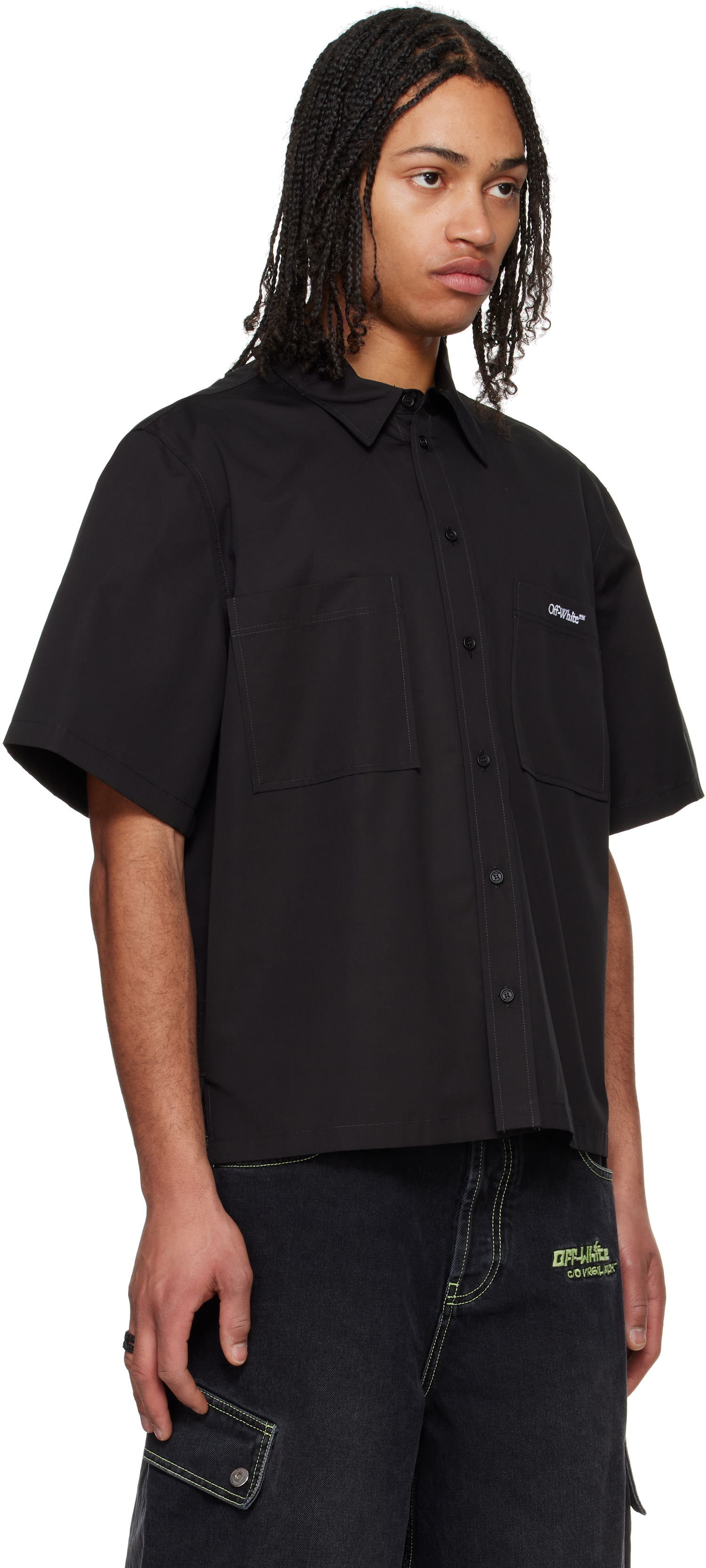 Риза Off-White Off-White Bookish Summer Shirt Черно | OMGG002C99FAB0021001, 1