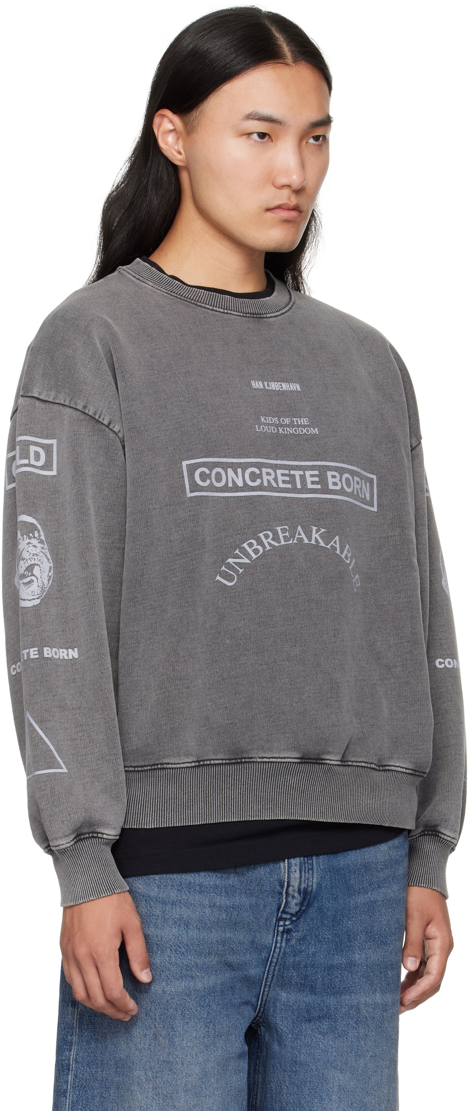 Суитчър Han Kjøbenhavn Han Kjobenhavn Graphic Printed Crewneck Sweatshirt Сиво | M-134728, 1