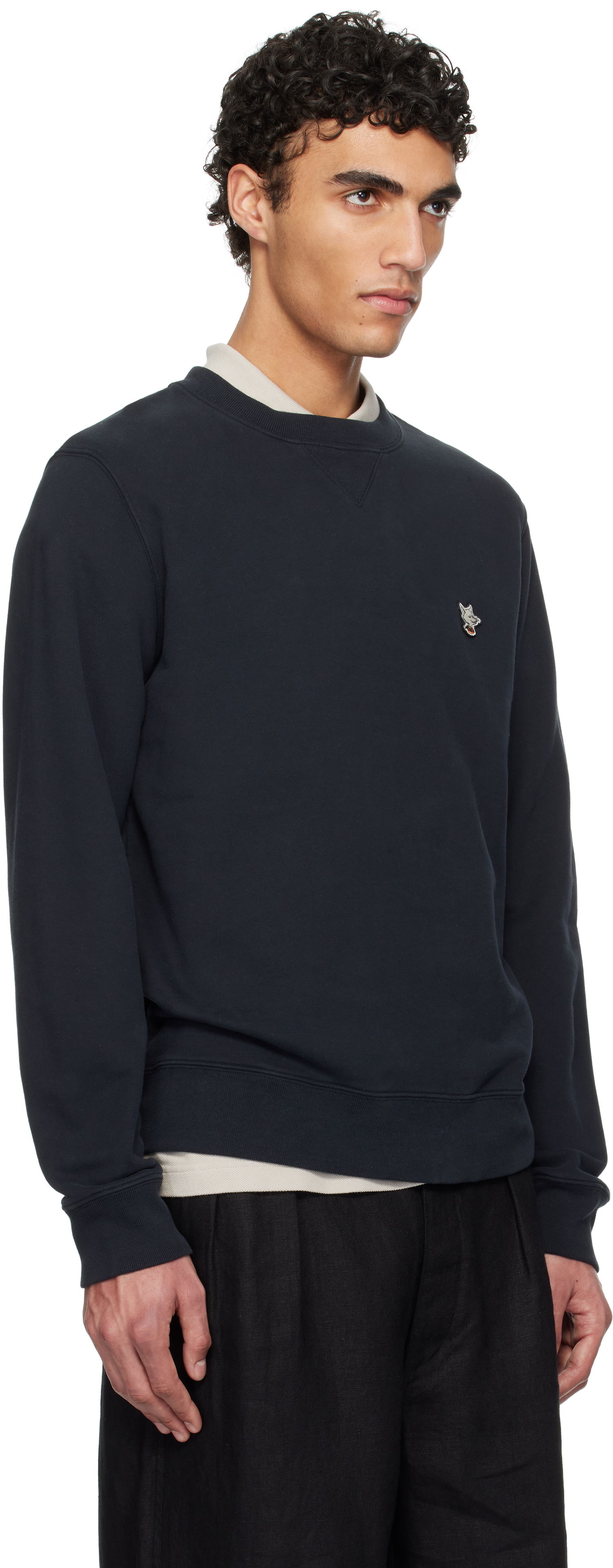 Пуловер MAISON KITSUNÉ Maison Kitsuné Barista Fox Patch Sweatshirt Тъмно синьо | OU00301KM0330, 1