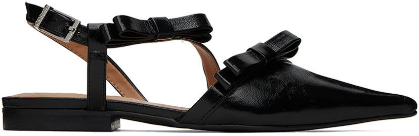 Грижа за обувките GANNI GANNI Multi Bow Pointy Cut-Out Ballerina Flats Черно | S2436