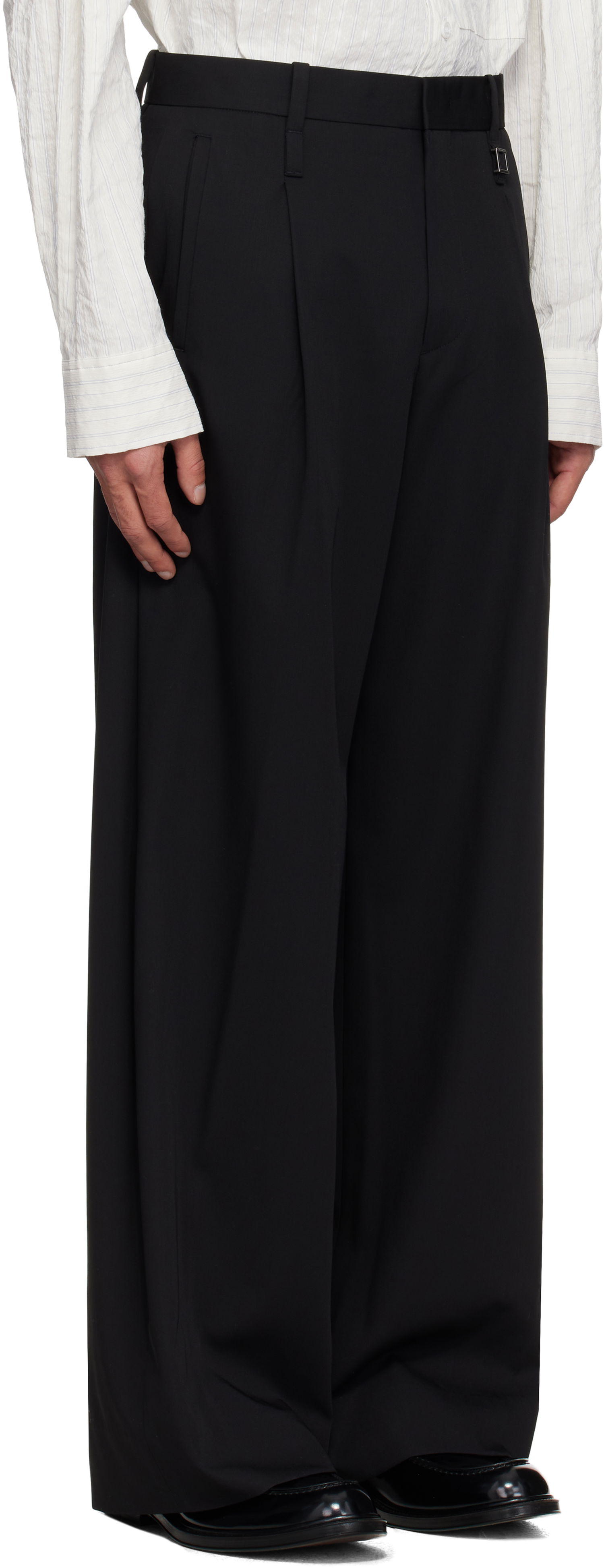 Панталони WOOYOUNGMI WOOYOUNGMI Wool Wide Leg Trousers Черно | W251PT03, 1