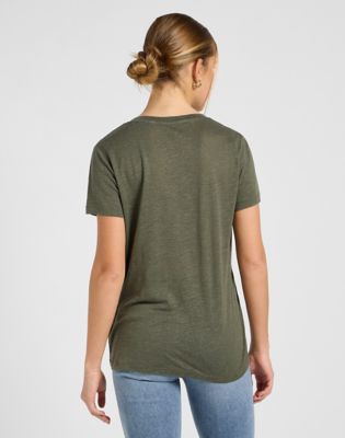 Тениска Lee Lee Regular V-Neck T-Shirt Зелено | 112370954, 0