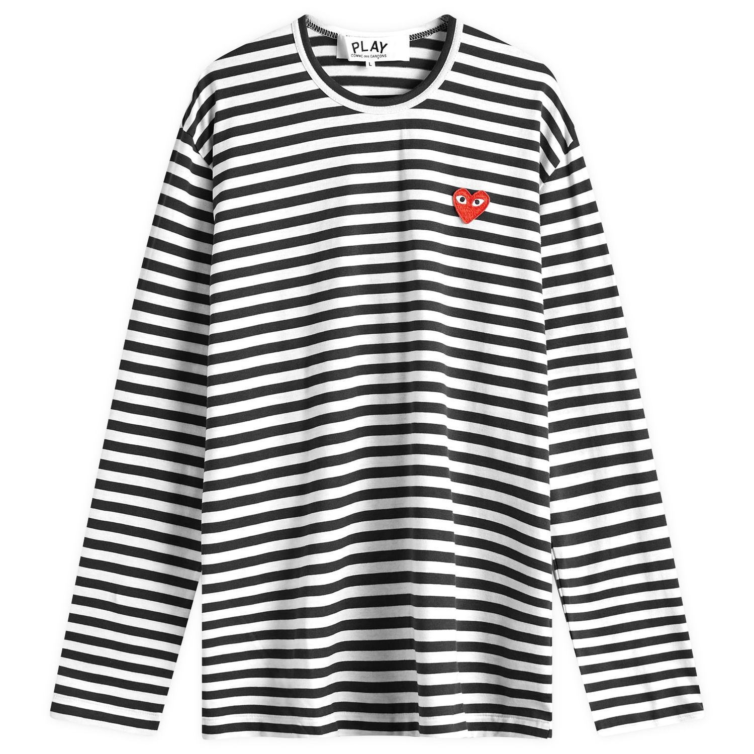 Тениска Comme des Garçons Long Sleeve Stripe T-Shirt With Logo Бяло | AX-T164-051-1, 0