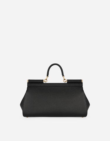 Дамска чанта Dolce & Gabbana Dolce & Gabbana Sicily Elongated Leather Handbag Черно | BB7117A100180999, 3