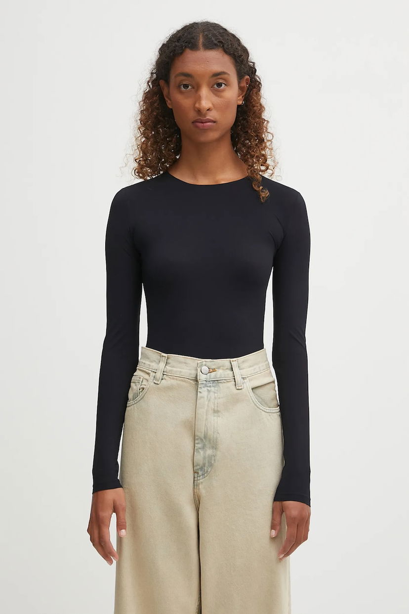 боди Maison Margiela MM6 Maison Margiela Long Sleeve Fitted Bodysuit Черно | S52NA0064.S20518.900