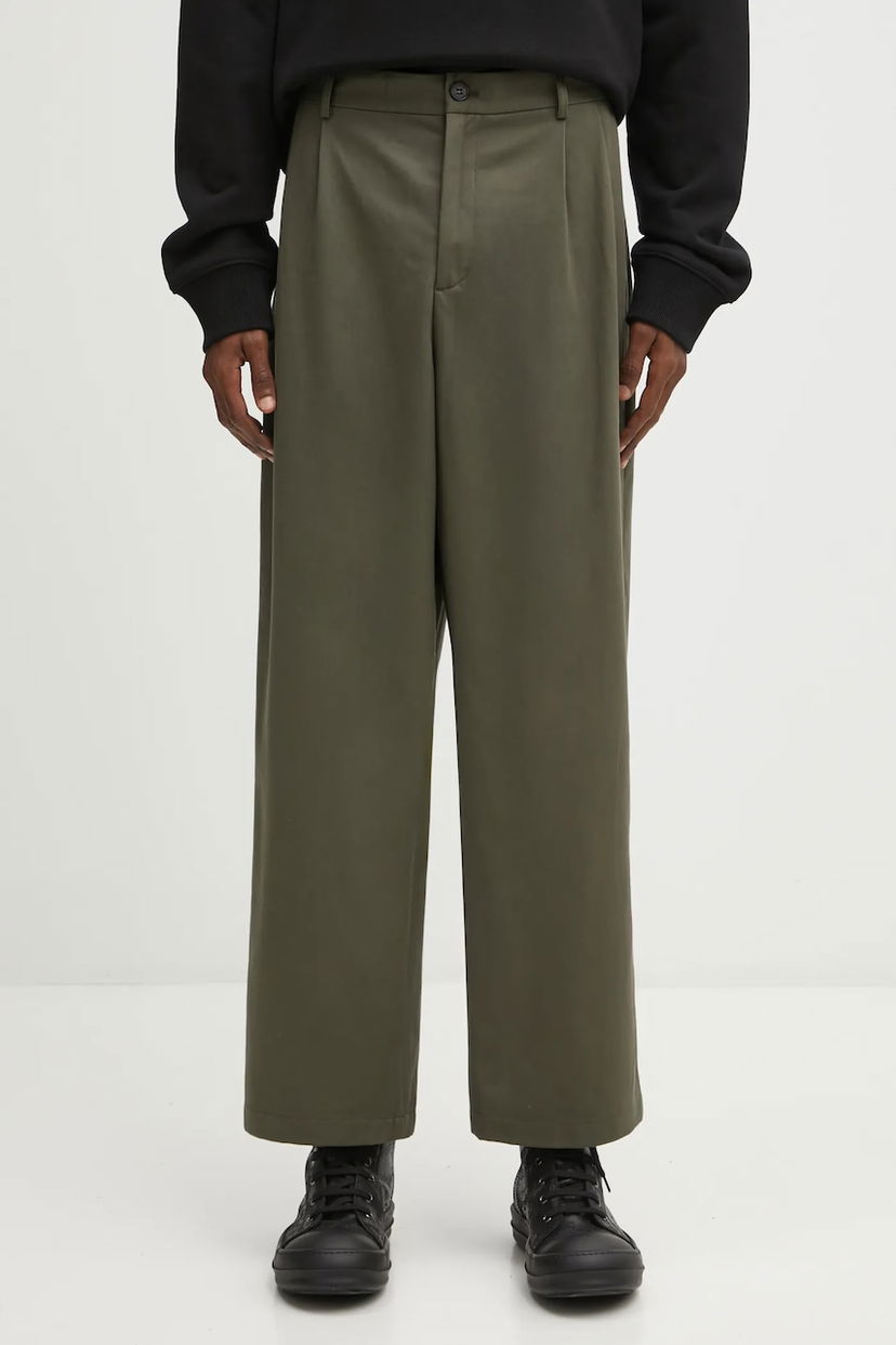 Панталони MAISON KITSUNÉ Relaxed Pleated Pants Зелено | PM01125WW9043