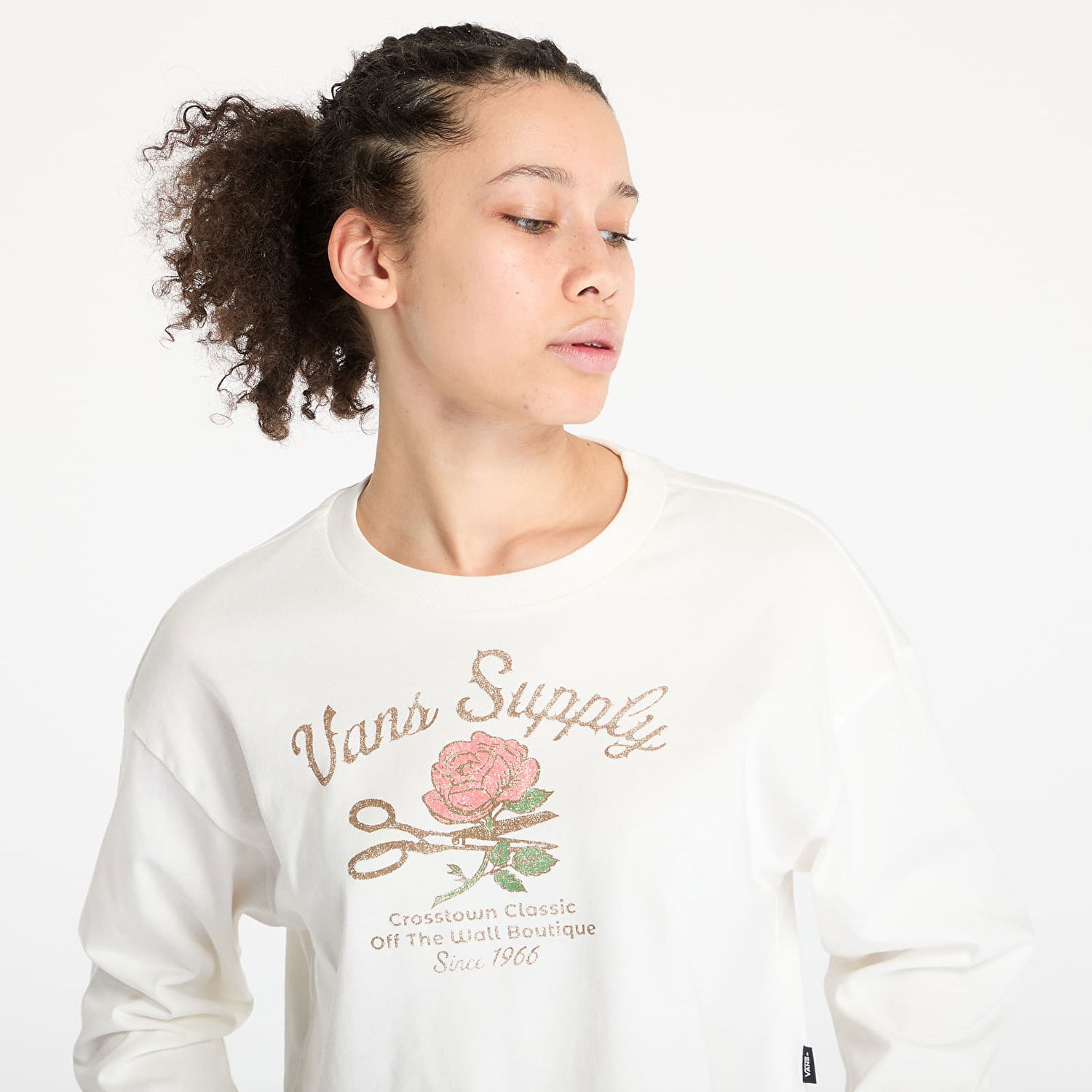Пуловер Vans Vans Supply Boutique Longsleeve Cropped T-Shirt Бяло | VN000MDCFS81, 1