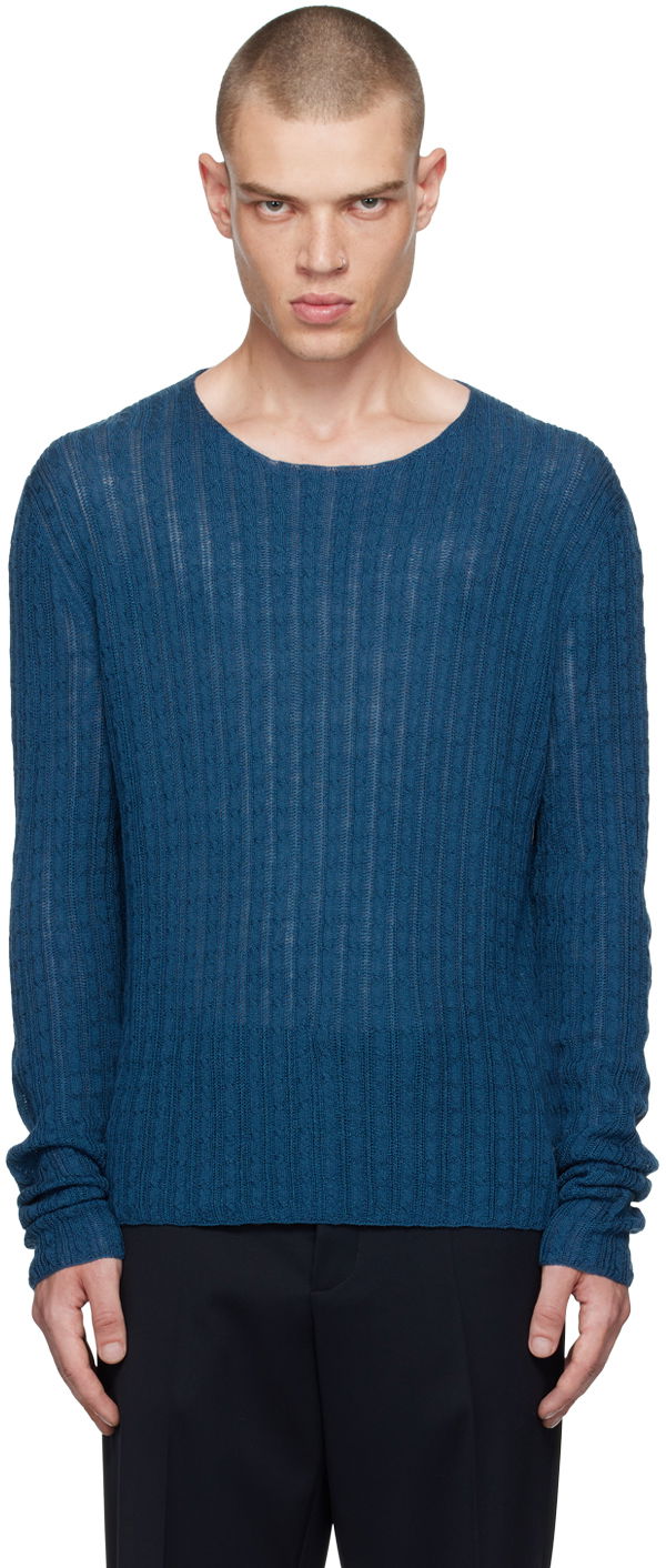 Пуловер The Row Knitted Slim Fit Sweater Синьо | 683-Y756