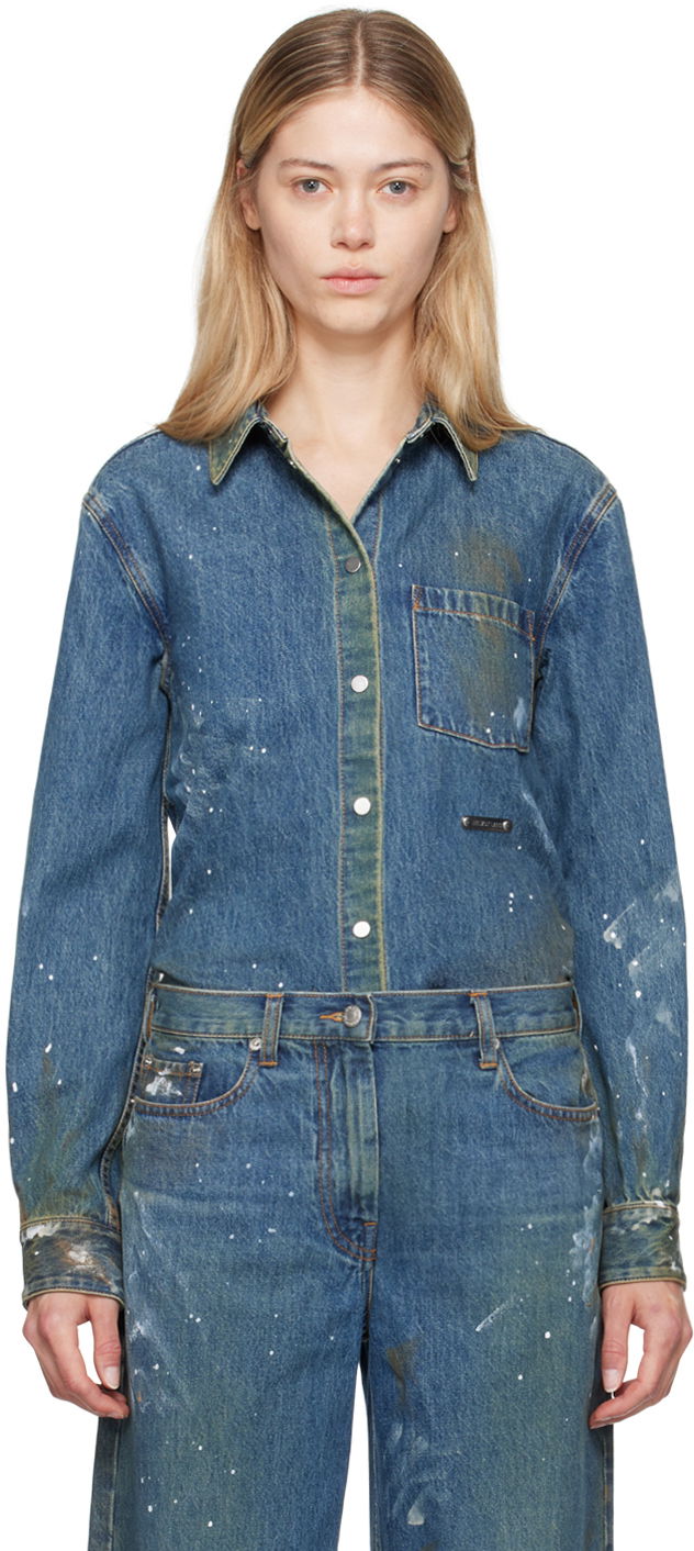 Риза Helmut Lang Helmut Lang Painted Denim Shirt Синьо | O05DW102