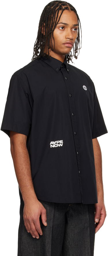 Риза AAPE by A Bathing Ape 'AAPENOW' Moonface Logo Short Sleeve Button-Up Shirt Черно | AAPSRM8518XXNBKX, 1