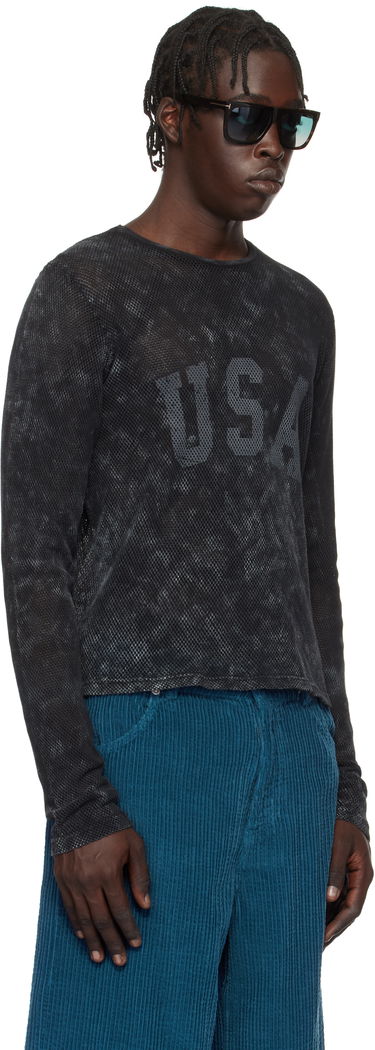 Тениска GUESS GUESS USA Front Lettering Long Sleeve T-Shirt Черно | M4BP03KC4H0JTMU, 1