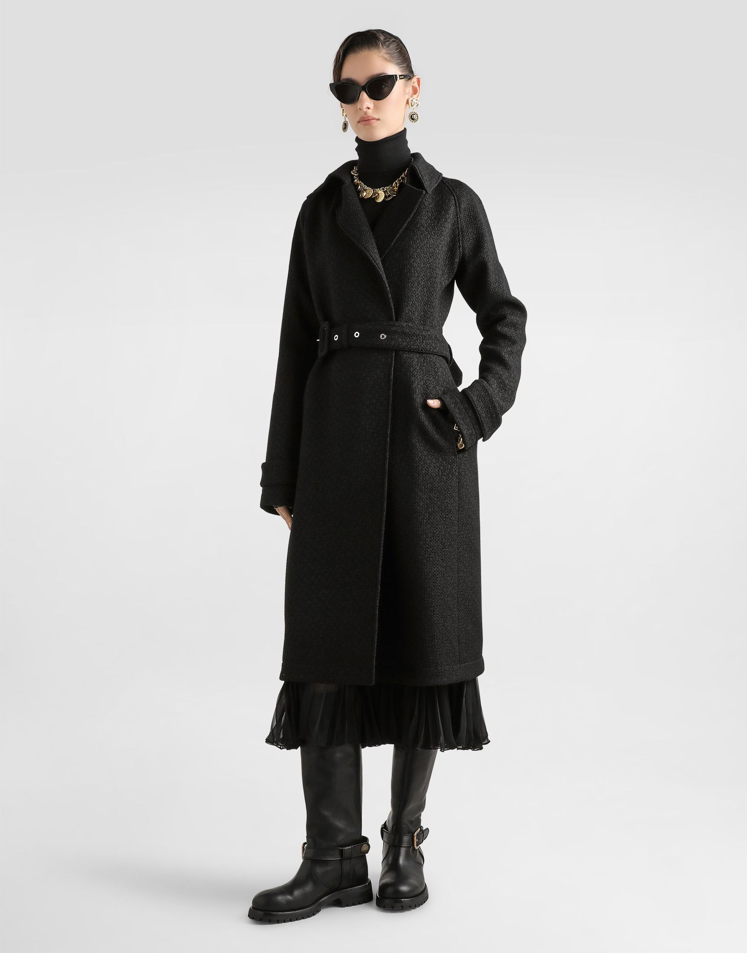 Тренчкот Dolce & Gabbana Dolce & Gabbana Tweed Trench Coat Черно | F0W3GTHUMUAN0000, 1