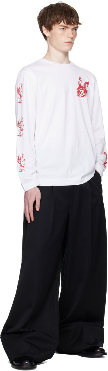 Тениска Simone Rocha Simone Rocha Tortoise & Hare Graphic Long Sleeve T-Shirt Бяло | 5194P51-M 0569, 3