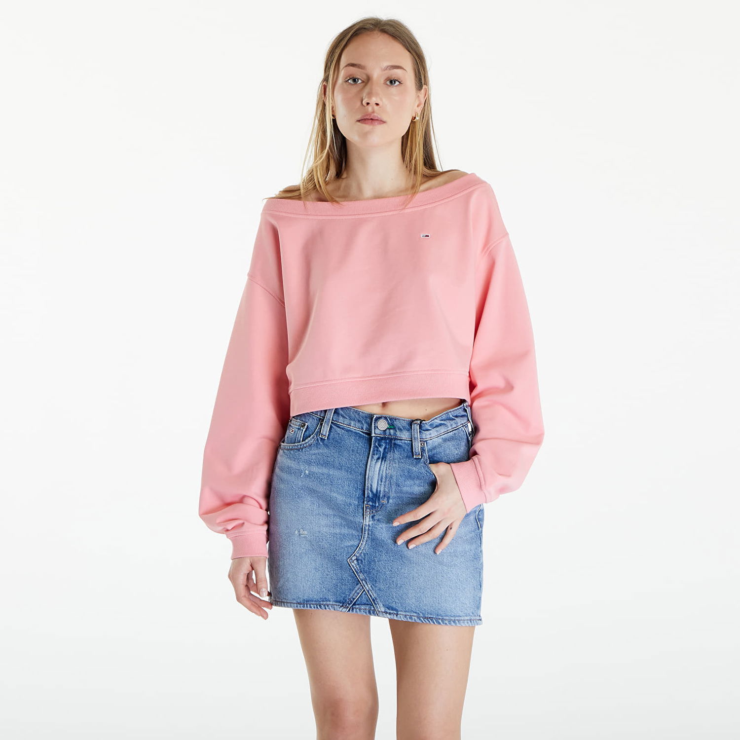 Суитчър Tommy Hilfiger Cropped Off Shoulder Sweatshirt Розово | DW0DW17956 TIC, 0