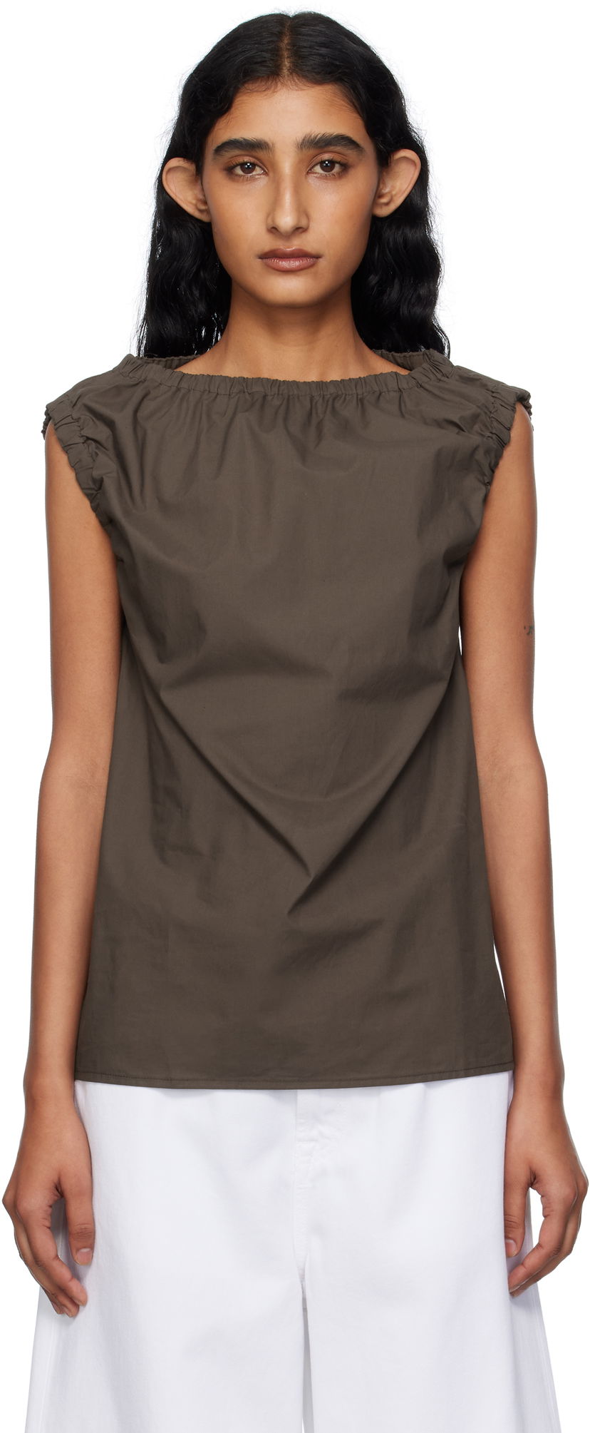 Потник Baserange Baserange Mia Gathered Blouse Кафяво | TSMI-PO-AU25