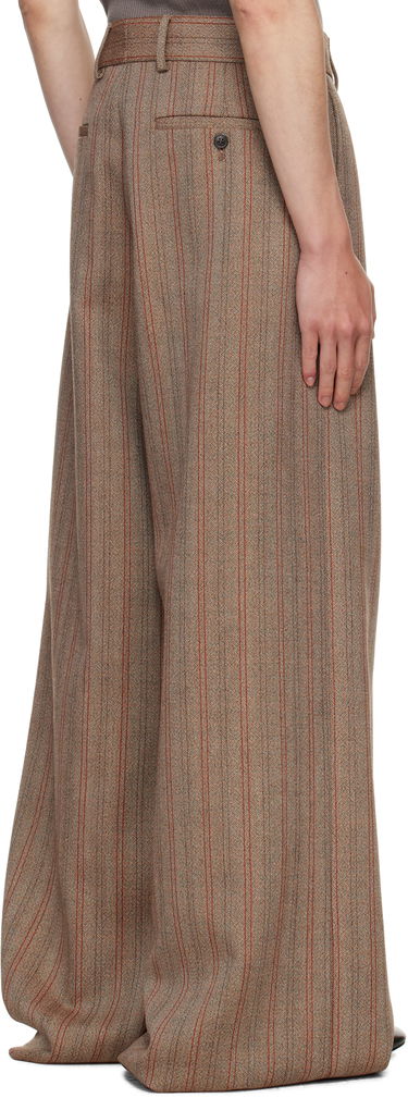 Панталони Dries Van Noten Dries Van Noten Wide Leg Pleated Trousers Кафяво | 252-020915-2056, 2
