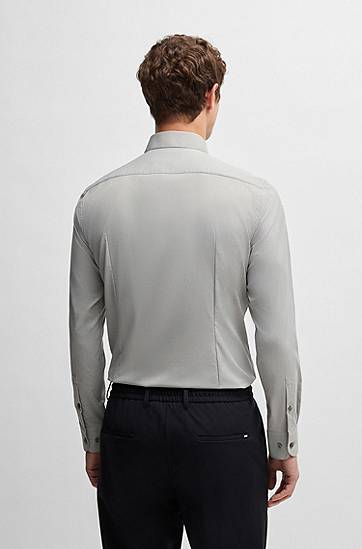 Риза BOSS Men's Slim Fit Performance-Stretch Shirt Сиво | 50539403, 1