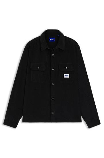 Риза BOSS Oversized-fit Cotton Corduroy Shirt Черно | 50549793