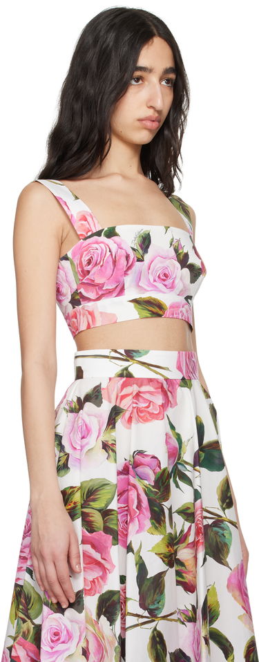 Пола Dolce & Gabbana Dolce&Gabbana Rose-Print Crop Top Бяло | F7U70T HS5S4, 1