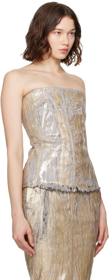 Потник Rick Owens Rick Owens Megacrust Stretch Denim Lido Bustier Top Металик | RO01E7127 SGMC, 1