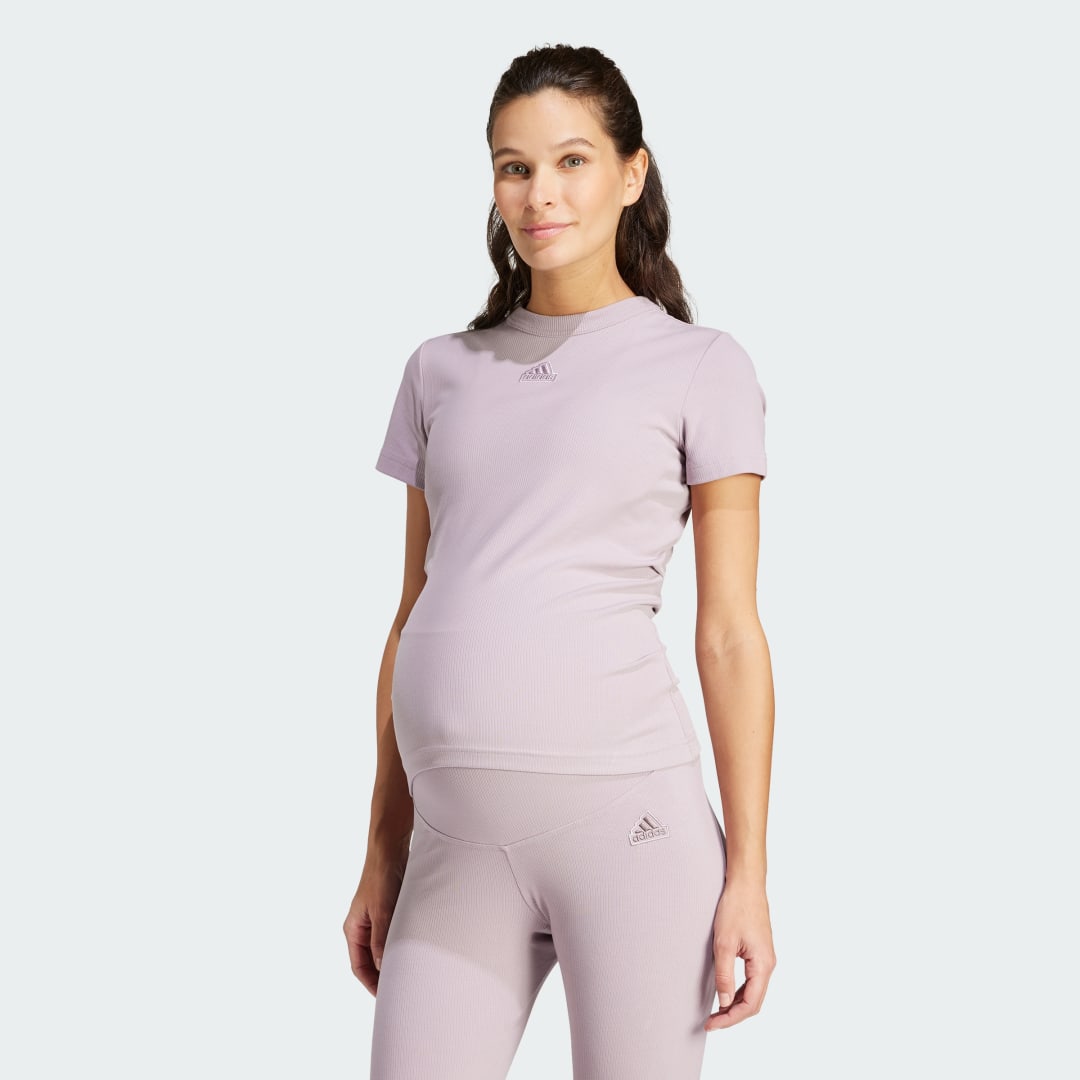 Тениска adidas Performance Sportswear Ribbed Fitted (Maternity) Бургунди | IR8797, 1