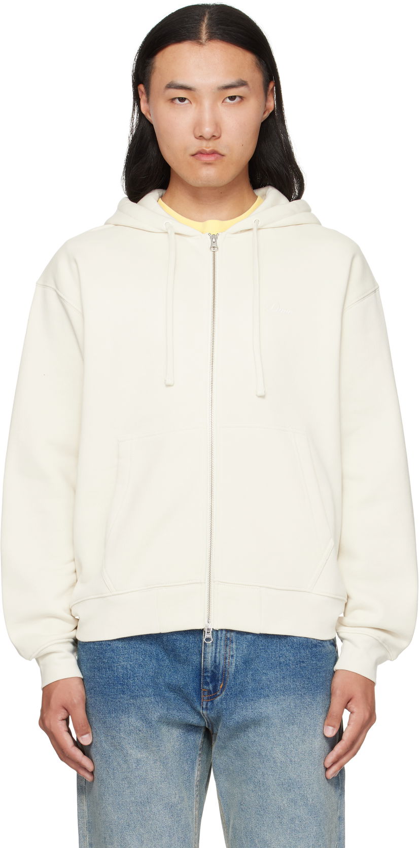 Суитчър Dime Dime Cursive Zip Hoodie Бяло | DIMEFA2573NAT