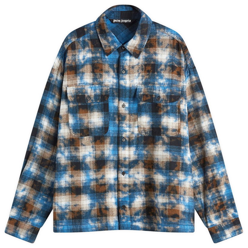 Риза Palm Angels Checked Shirt Синьо | PMGE043S25FAB0034003