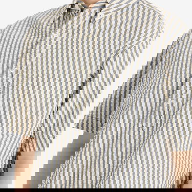 Риза BEAMS Beams Plus Button Down Popover Short Sleeve Seersucker Shirt, Size Large Бежово | 3801-0037-139-90, 5