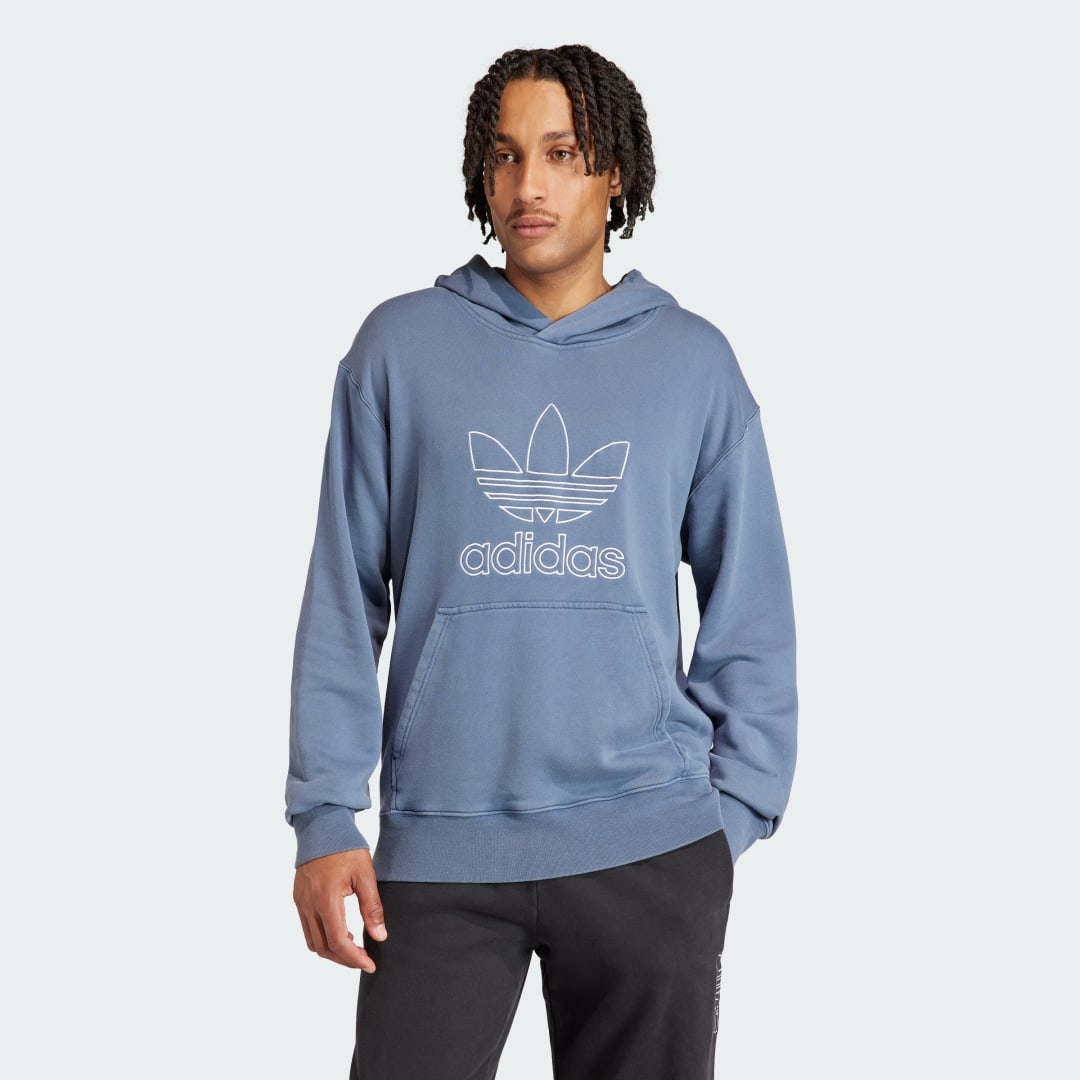 Суитчър adidas Originals Adicolor Outline Trefoil Hoodie Тъмно синьо | IR7991, 1