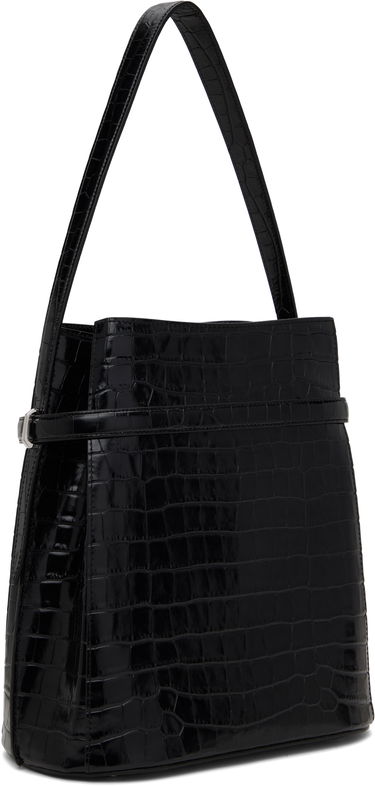 Дамска чанта TOTEME Totême Belted Croc-Embossed Leather Bucket Bag Черно | 244-WAL0048-LE0076, 2